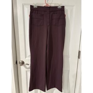 Halara High Waist Wide Leg Trousers Button‎ Front Pockets Plum Purple Career M